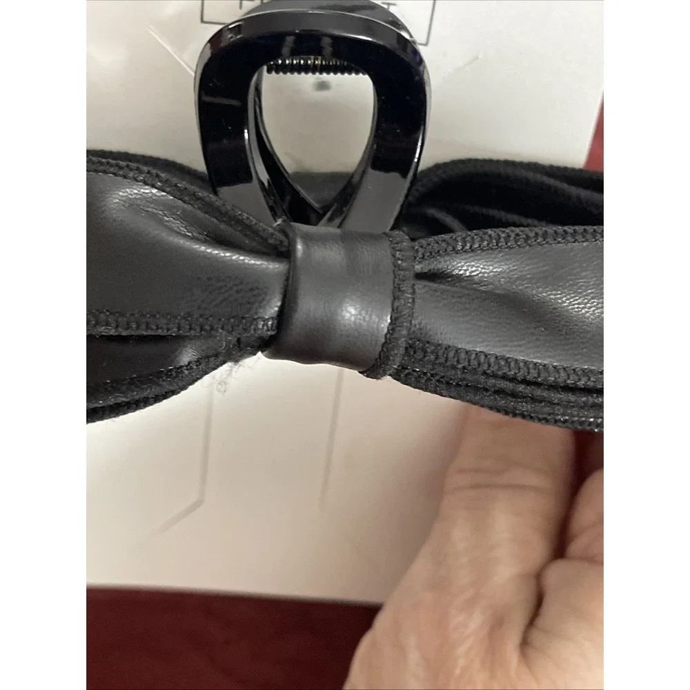 NWT NEW Faux Leather Braided Headband And Double Bow Large Hair Claw Fashion Fun